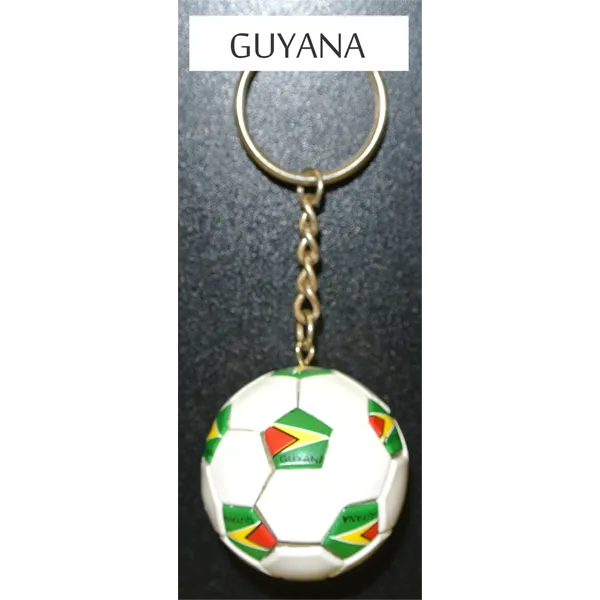 Guyana Soccer Ball Metal Key Chain