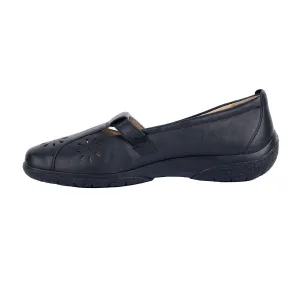 Hotter Nirvana Tbar Casual Ballerinas Leather Black Colour For Women