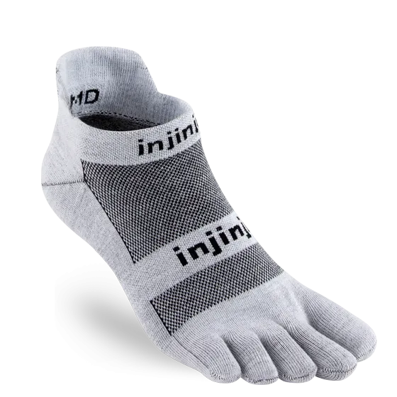 Injinji Men's Run Lightweight No-Show Sock in Gray