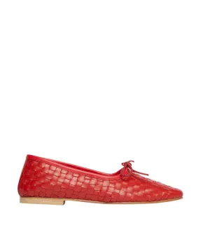 Jada Square Toe Ballet Flat- Crimson Red