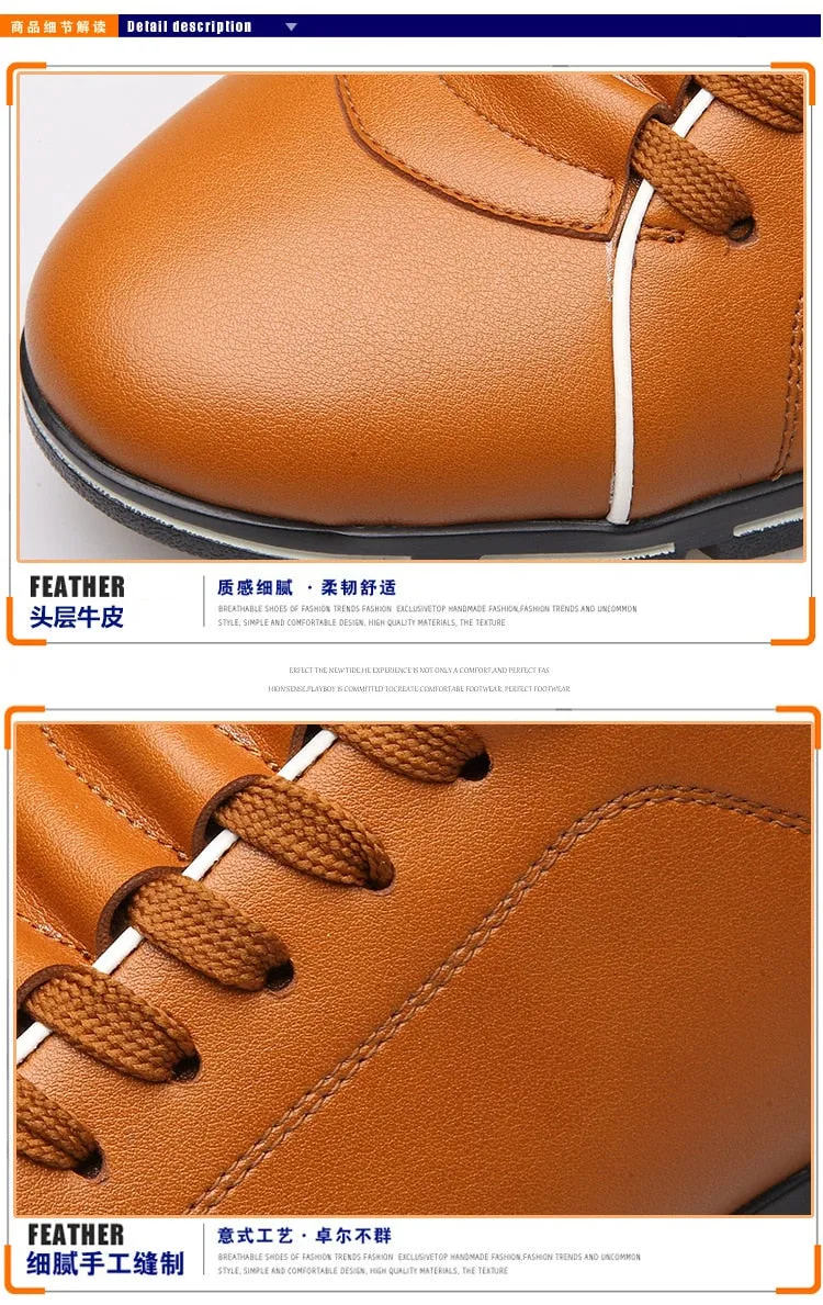 Jinquedai  Spring Autumn New Men Shoes Casual Sneakers Fashion Solid Leather Shoes Formal Business Sport Flat Round Toe Light Breathable202