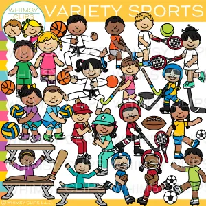 Kids Variety Sports Clip Art