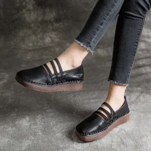 Leather Thick-Soled Retro Women's Shoes