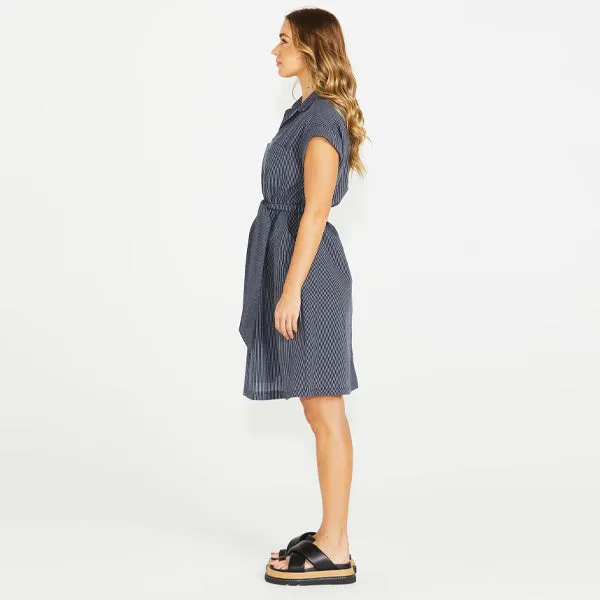 Liberty Utility Dress - Navy White Stripe