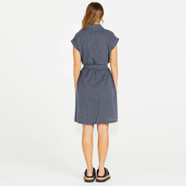 Liberty Utility Dress - Navy White Stripe