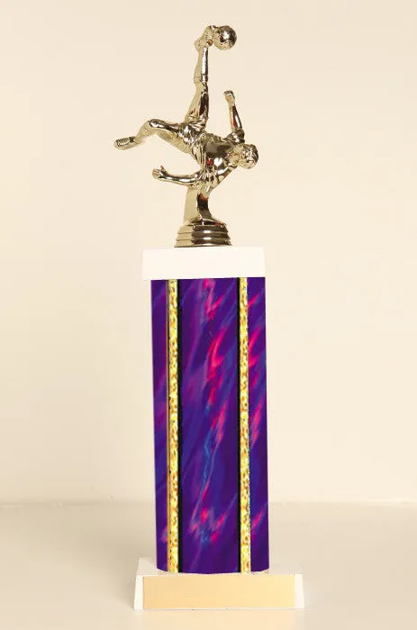 Male Soccer Bicycle Kick Square Column Trophy