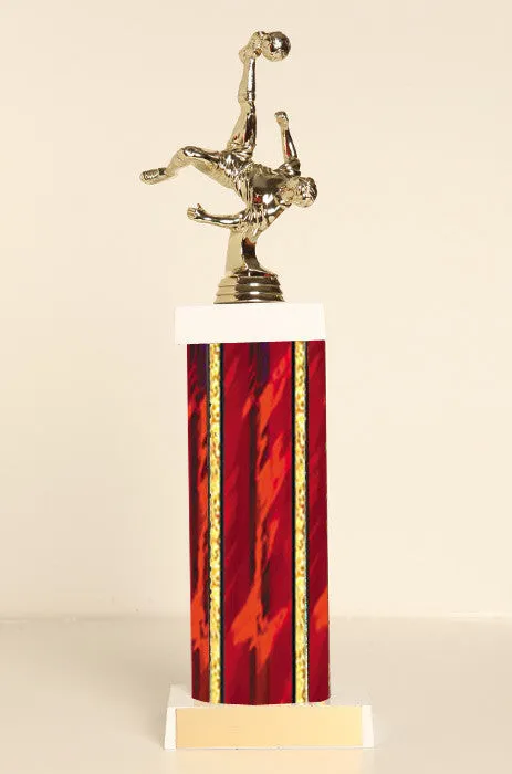 Male Soccer Bicycle Kick Square Column Trophy