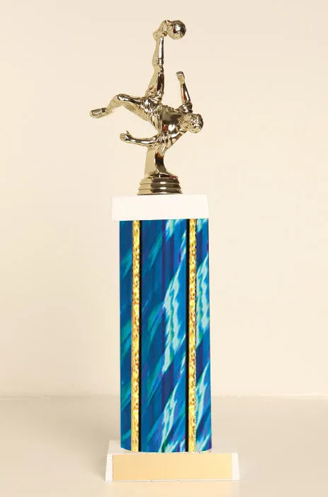 Male Soccer Bicycle Kick Square Column Trophy