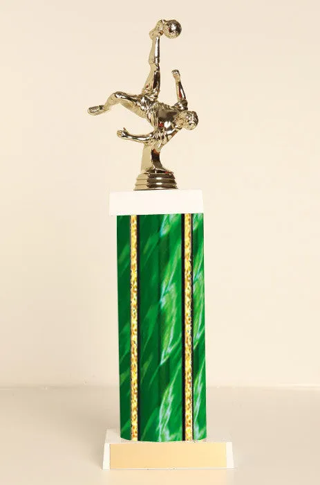 Male Soccer Bicycle Kick Square Column Trophy