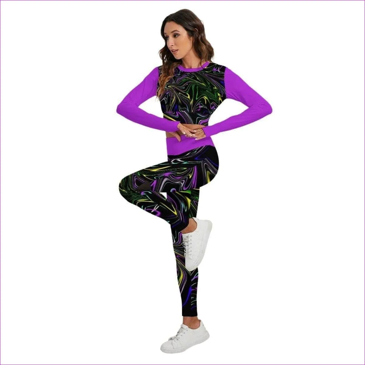 Mandala Skewed Womens Sport Set With Backless Top And Leggings