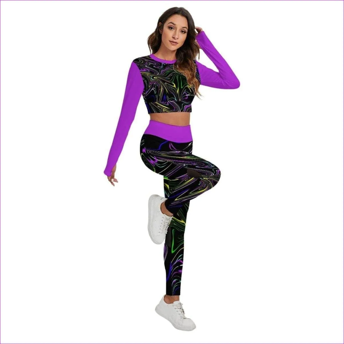 Mandala Skewed Womens Sport Set With Backless Top And Leggings