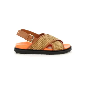 Marni leather and raffia fussbett sandals