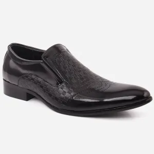 Men "LANDON"Brogue Style Woven Textured Patent  Leather  Formal Shoes