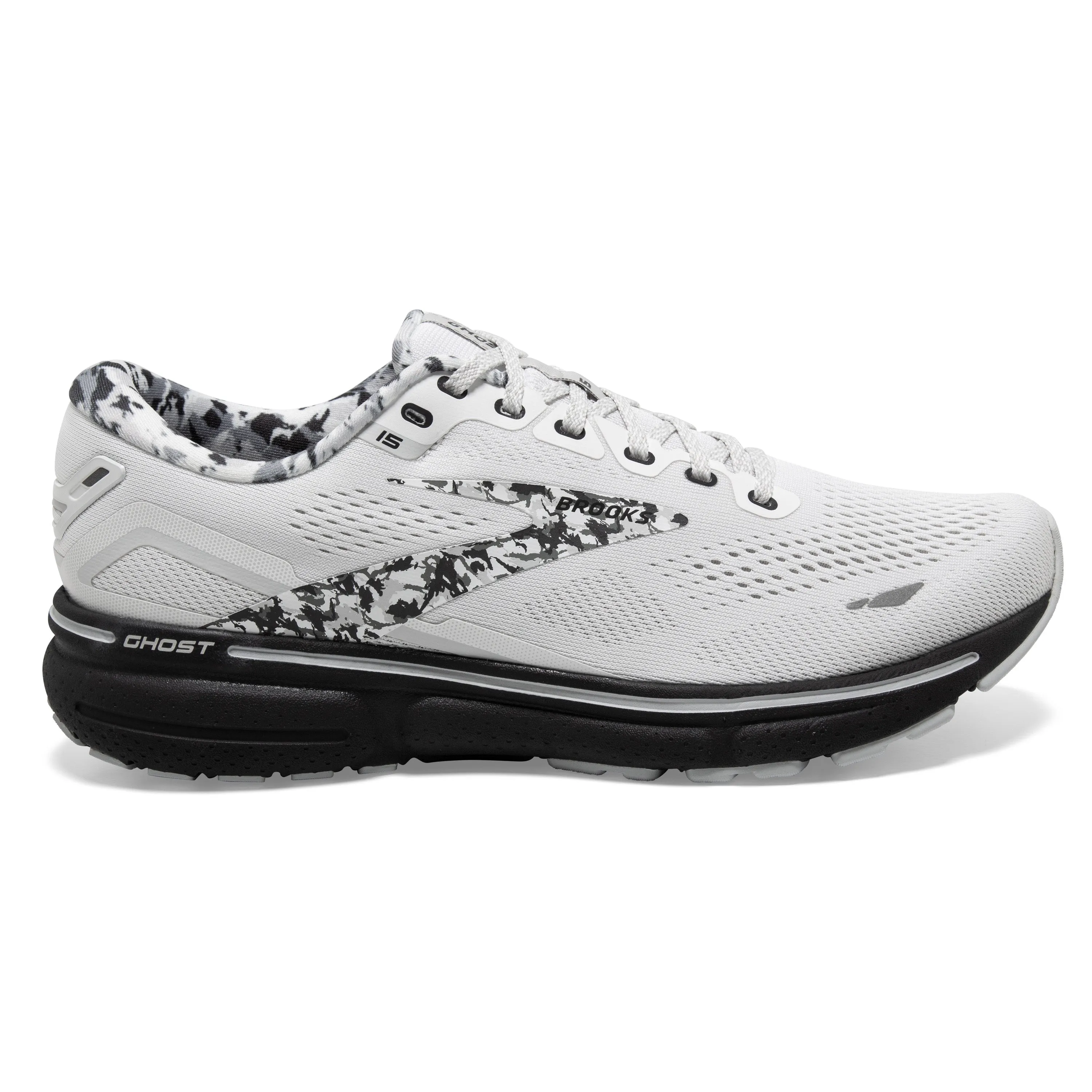 Men's Brooks Ghost 15 1103931D149 Color: White/Ebony/Oyster