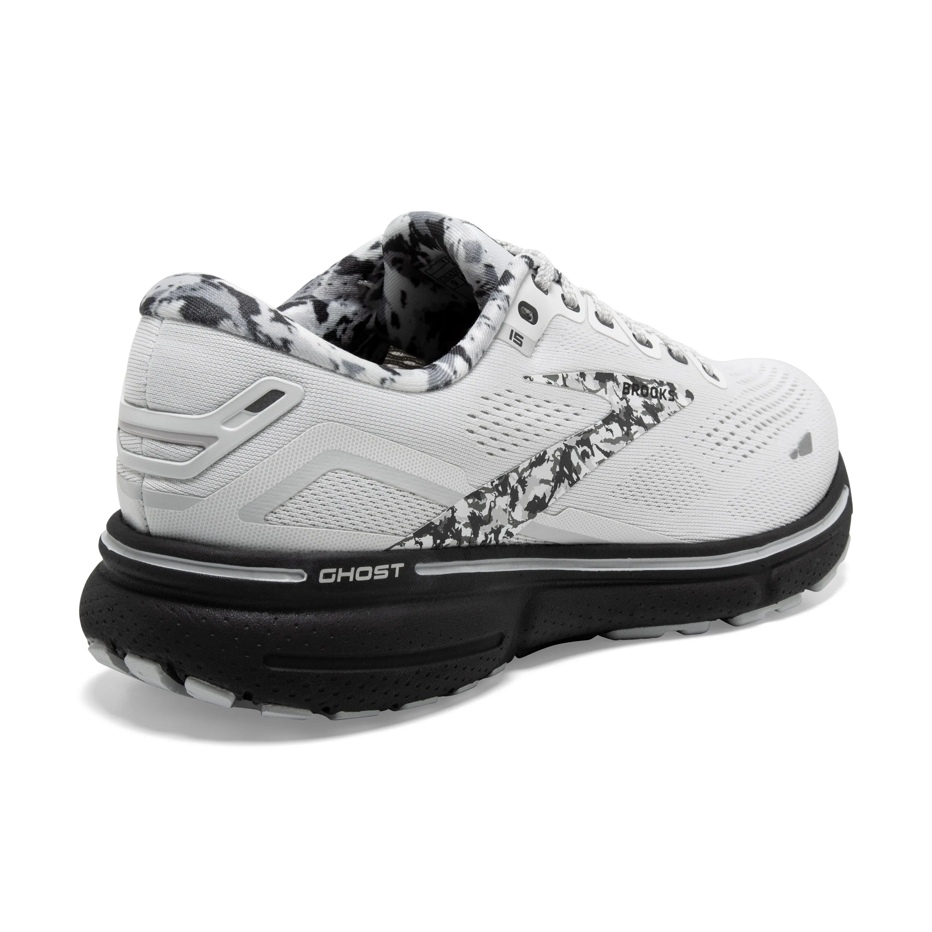 Men's Brooks Ghost 15 1103931D149 Color: White/Ebony/Oyster