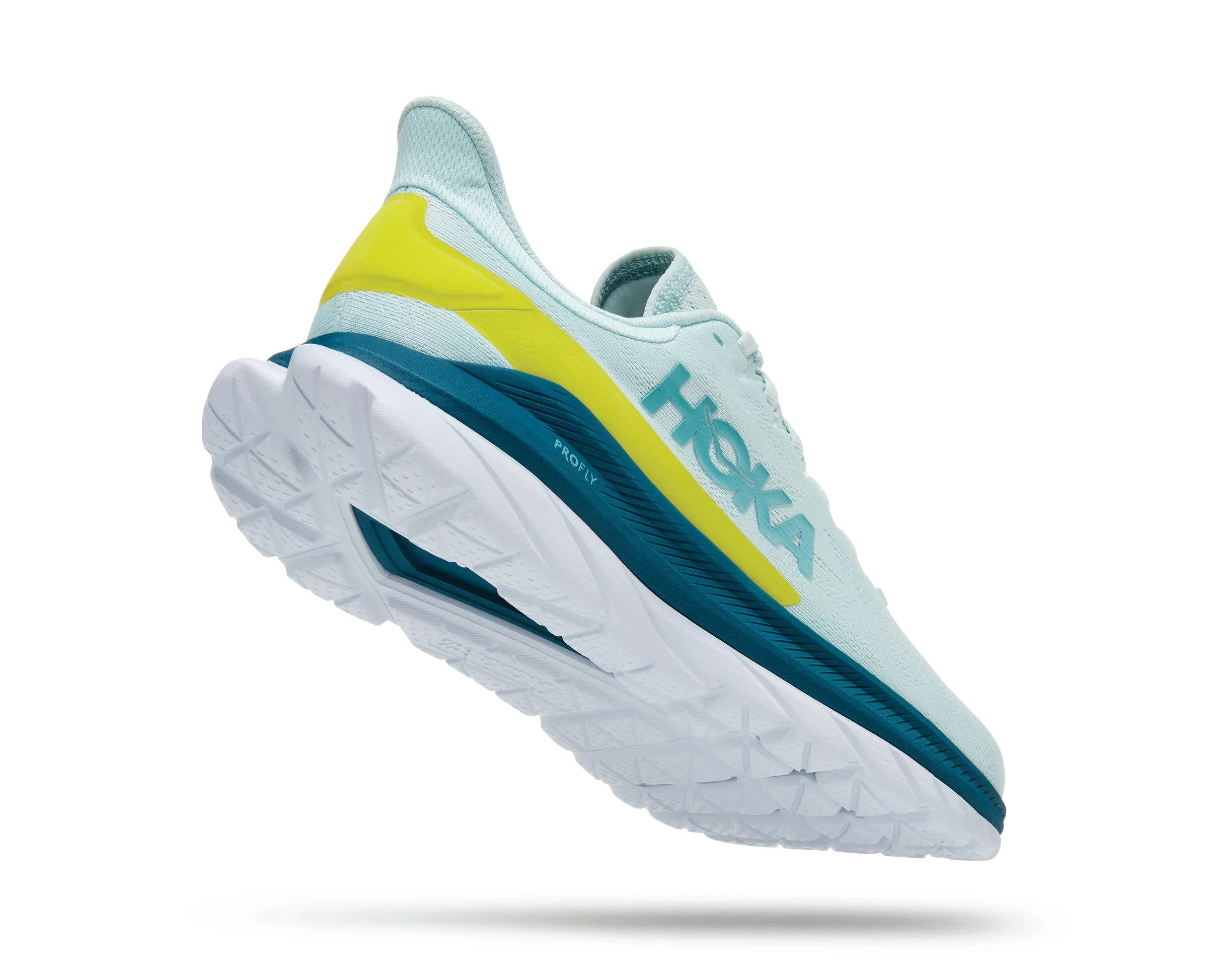 Men's Hoka Mach 4 Color: Blue Glass / Evening Primrose