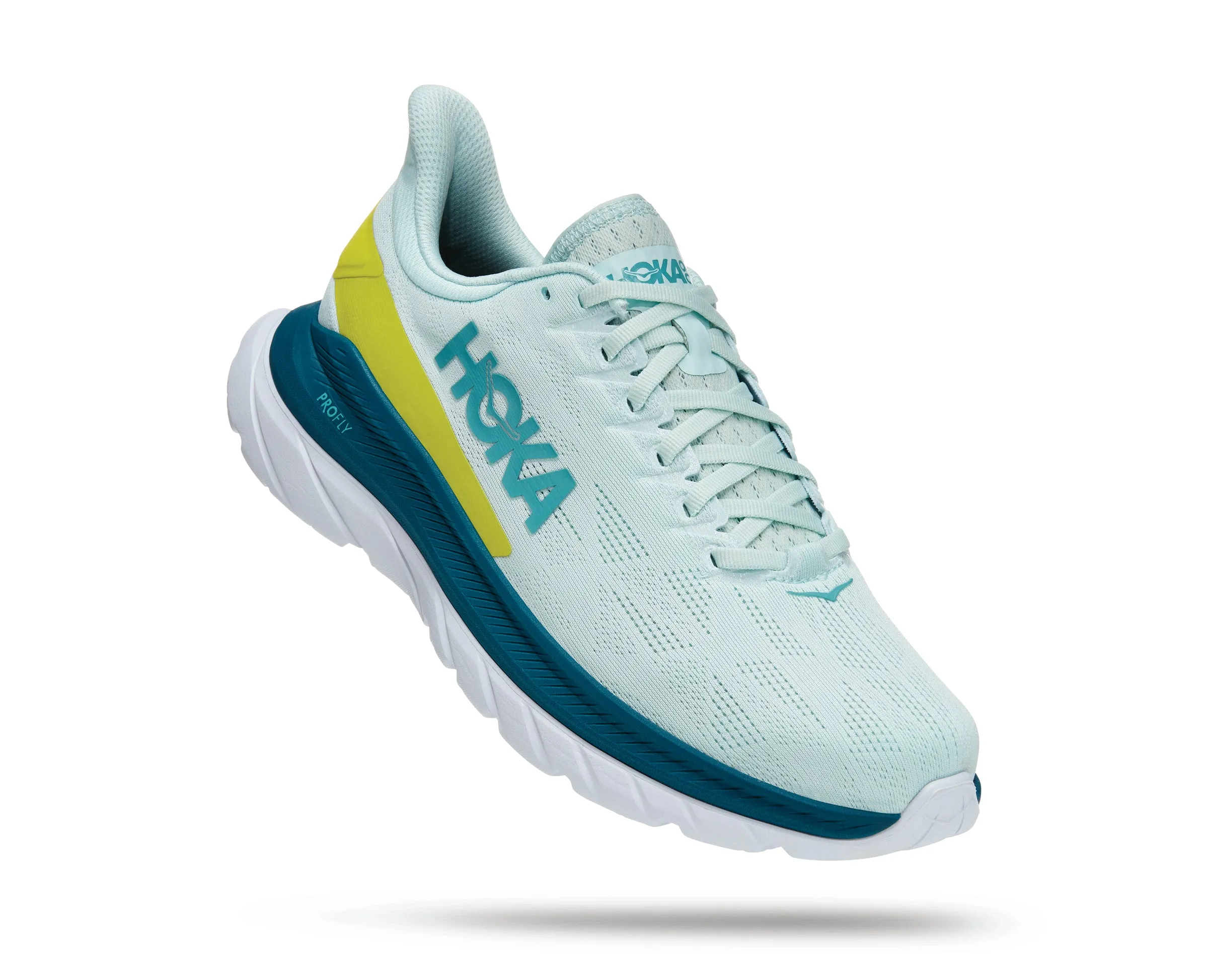 Men's Hoka Mach 4 Color: Blue Glass / Evening Primrose