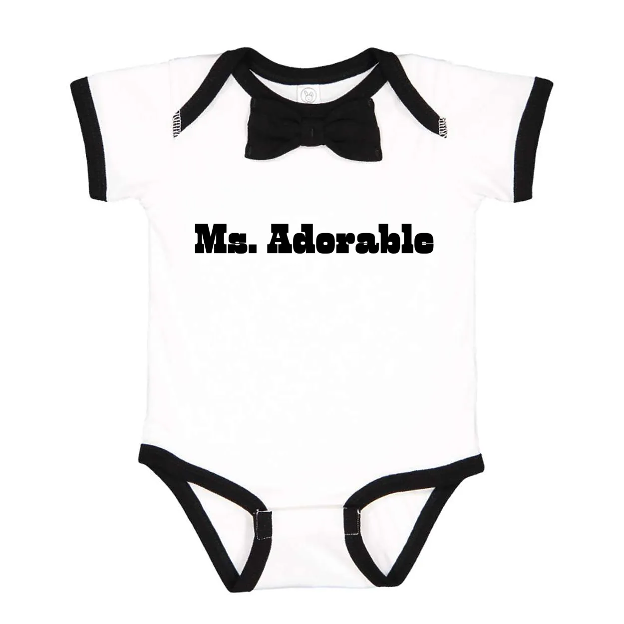 Ms. Adorable Baby Rib Bow Tie Bodysuit - Ships from The US