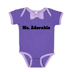 Ms. Adorable Baby Rib Bow Tie Bodysuit - Ships from The US