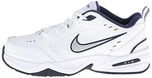 Nike Men's NIKE AIR MONARCH IV (4E) RUNNING SHOES -10.5;   White / Metallic Silver-Midnight Navy