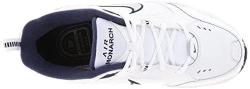 Nike Men's NIKE AIR MONARCH IV (4E) RUNNING SHOES -10.5;   White / Metallic Silver-Midnight Navy