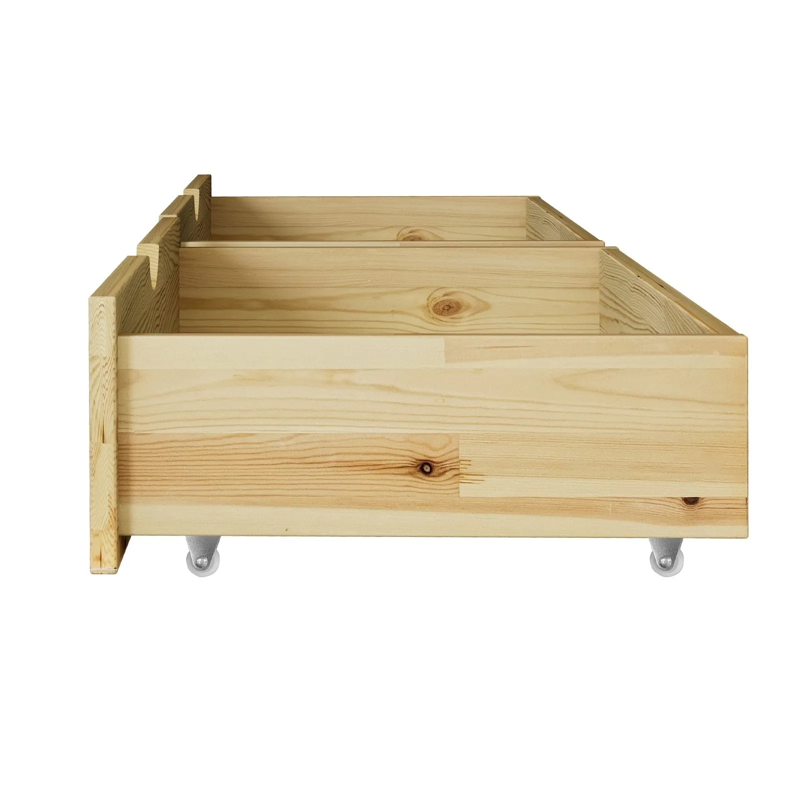 Oikiture 2x Trundle Drawers for Bed Frame Base Storage with Wheels Wooden