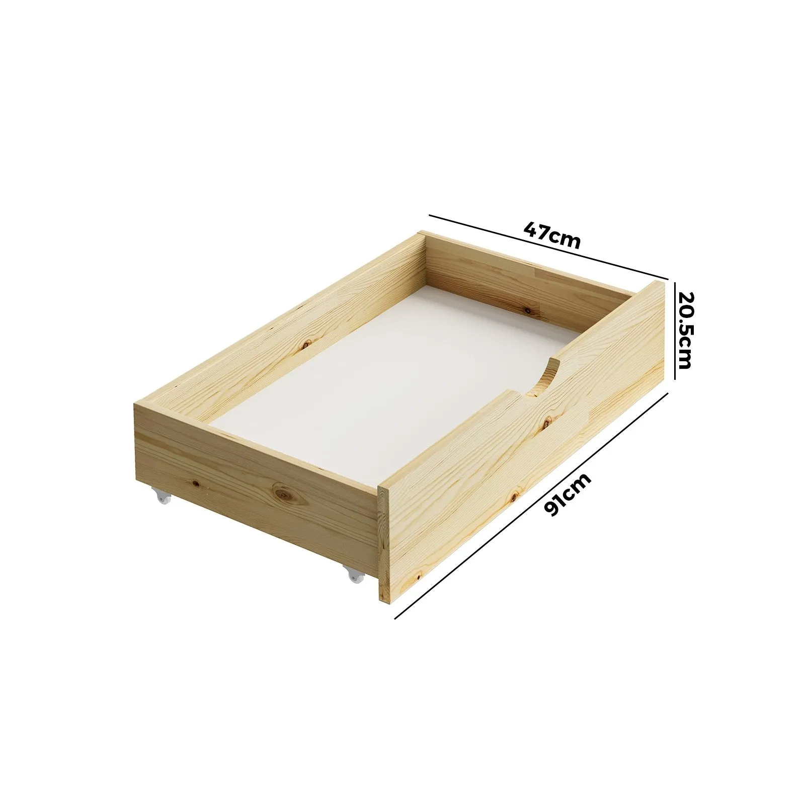 Oikiture 2x Trundle Drawers for Bed Frame Base Storage with Wheels Wooden