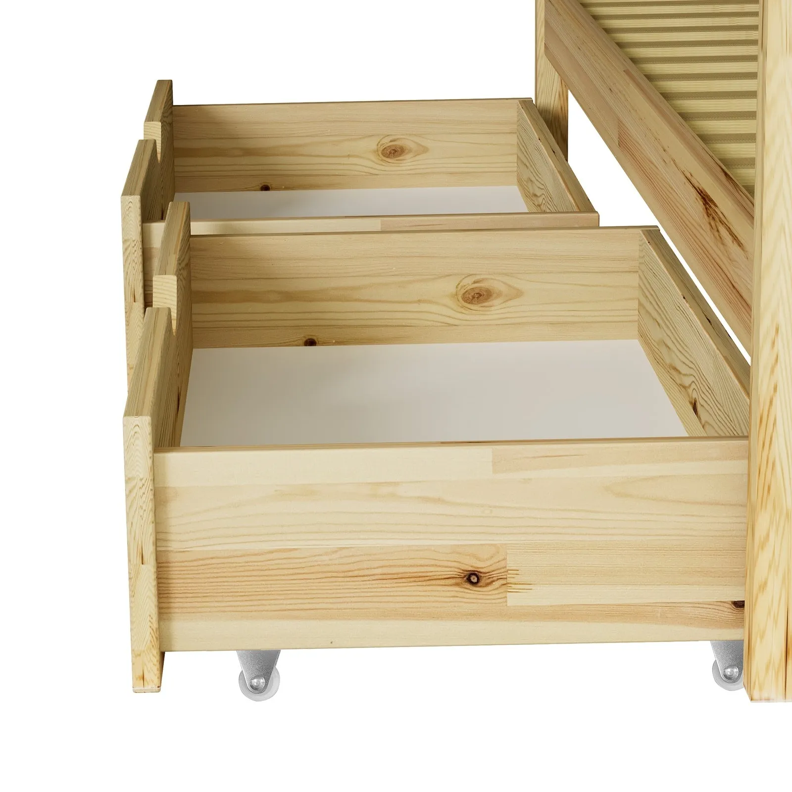 Oikiture 2x Trundle Drawers for Bed Frame Base Storage with Wheels Wooden