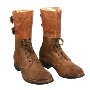 Original U.S. WWII Named M1943 Double Buckle Combat Service Boots - Matched Size 7½