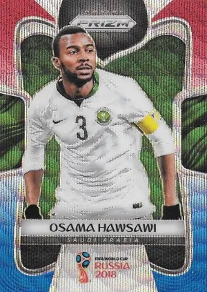 Osama Hawsawi, Red & Blue Refractor, 2018 Panini Prizm World Cup Soccer