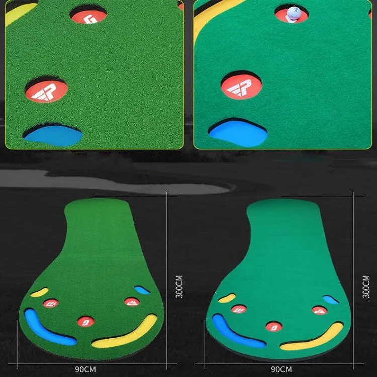 PGM GL002 Indoor Golf Putting Trainer Big Feet Mini Golf Practice Blanket with Putter and Balls, Style:Lawn