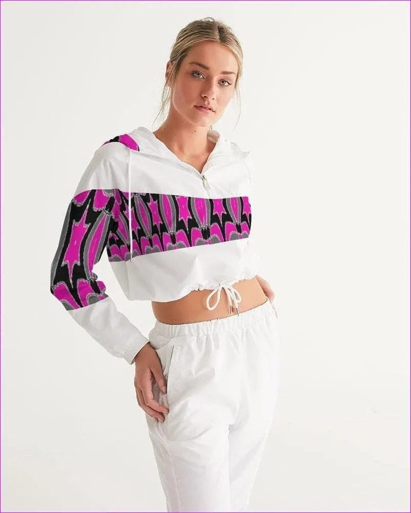 Pink Star  Womens Cropped Windbreaker