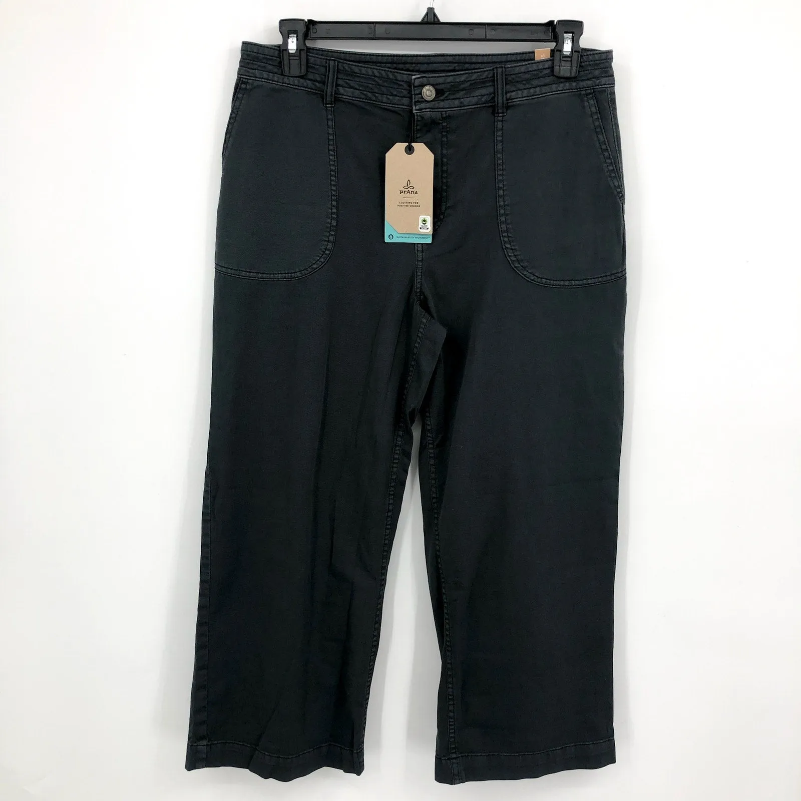 PRANA Women's Sancho Wide Leg Pants Size 14 R Charcoal Grey