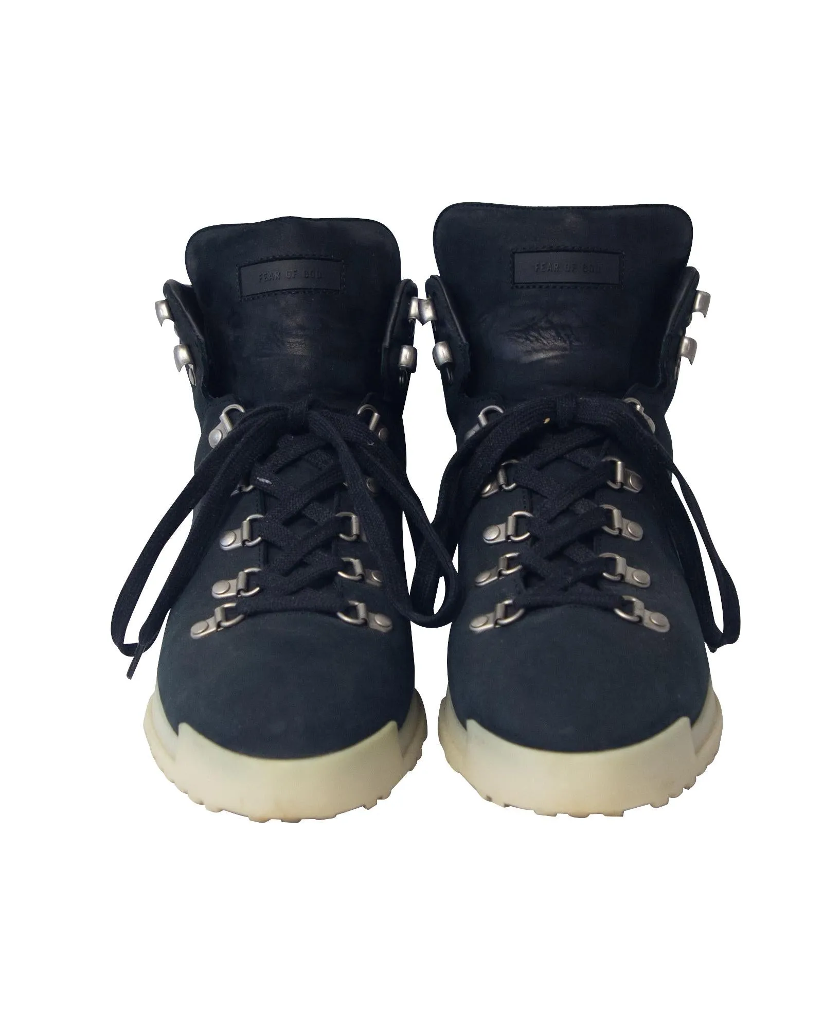 Premium Black Leather Hiker Boots with Wedge-shaped Sole