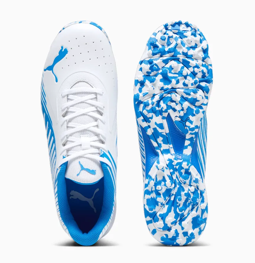 Puma 22 FH Rubber Sole Cricket Shoe - White/Ultra Blue -  Adult - Mens