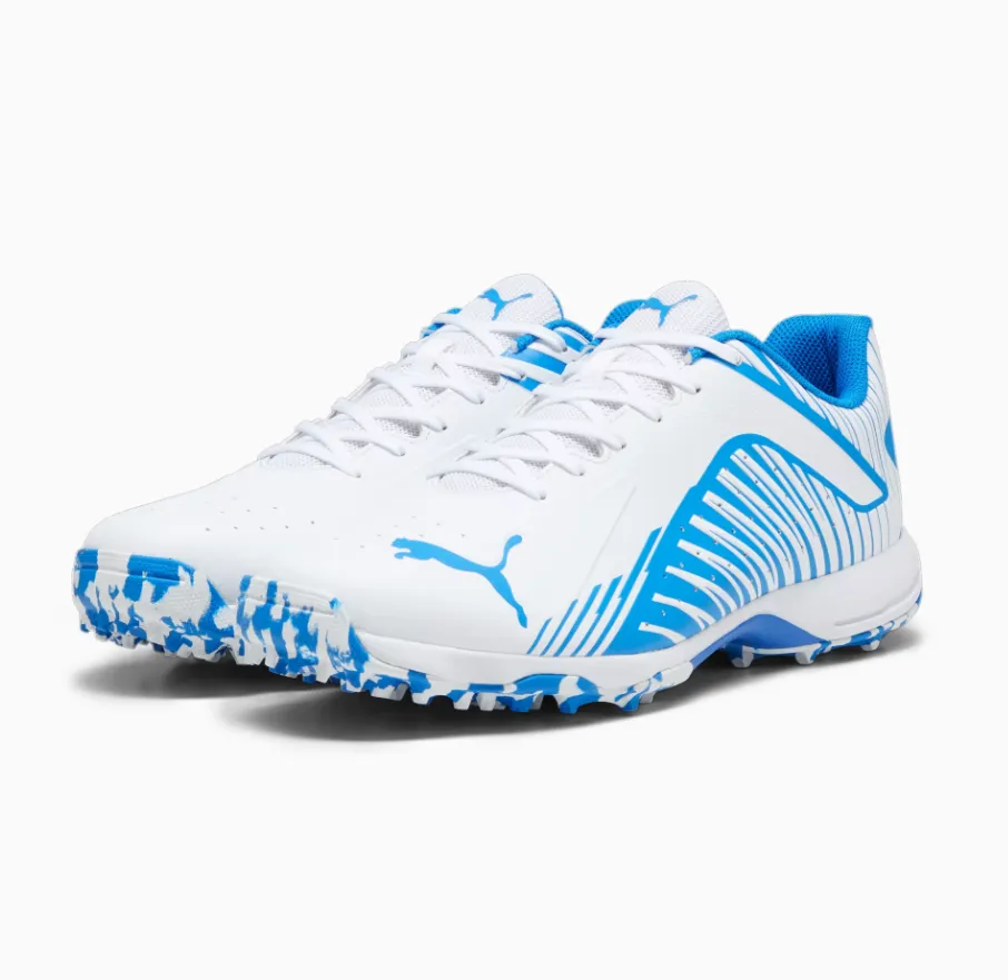 Puma 22 FH Rubber Sole Cricket Shoe - White/Ultra Blue -  Adult - Mens