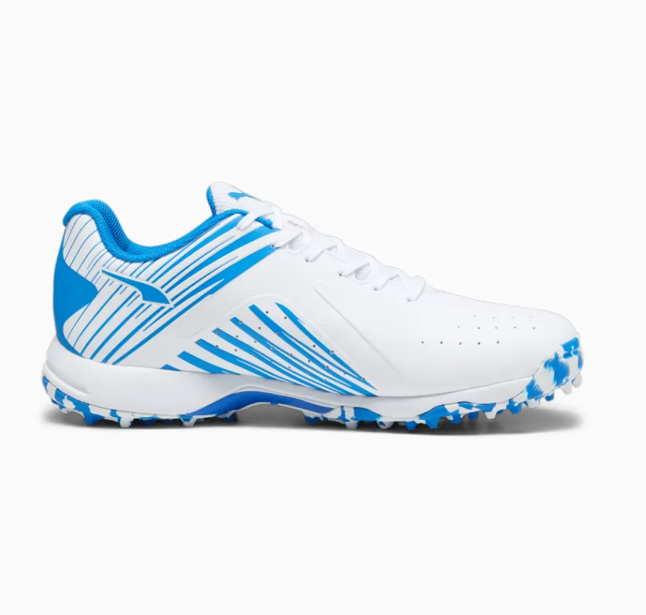 Puma 22 FH Rubber Sole Cricket Shoe - White/Ultra Blue -  Adult - Mens