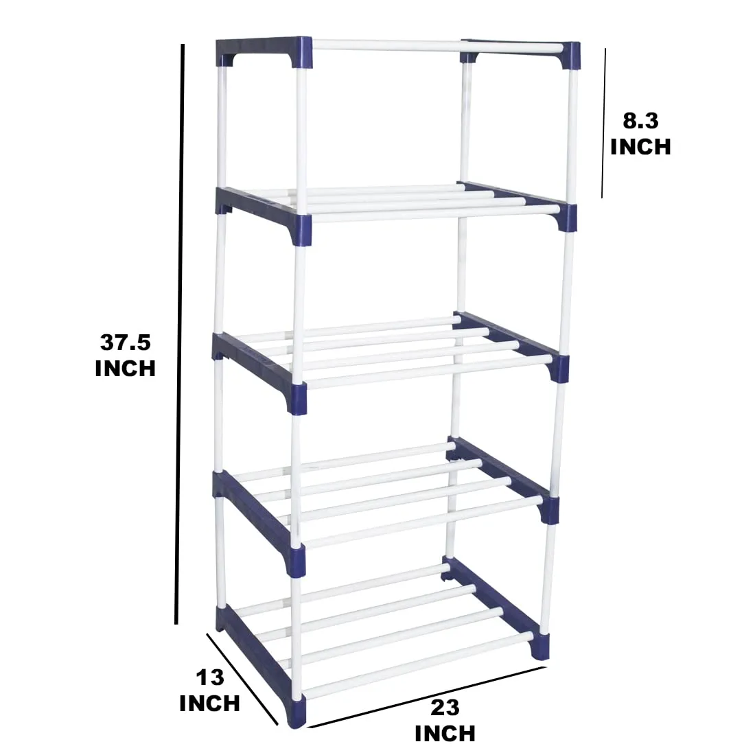 Rawzz 5 Layer Shoe Rack For Home Metal Plastic Rack with Wheels for Multipurpose Use Books, Clothes, Shoes etc.… (5 shelf, blue)