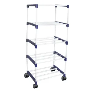 Rawzz 5 Layer Shoe Rack For Home Metal Plastic Rack with Wheels for Multipurpose Use Books, Clothes, Shoes etc.… (5 shelf, blue)