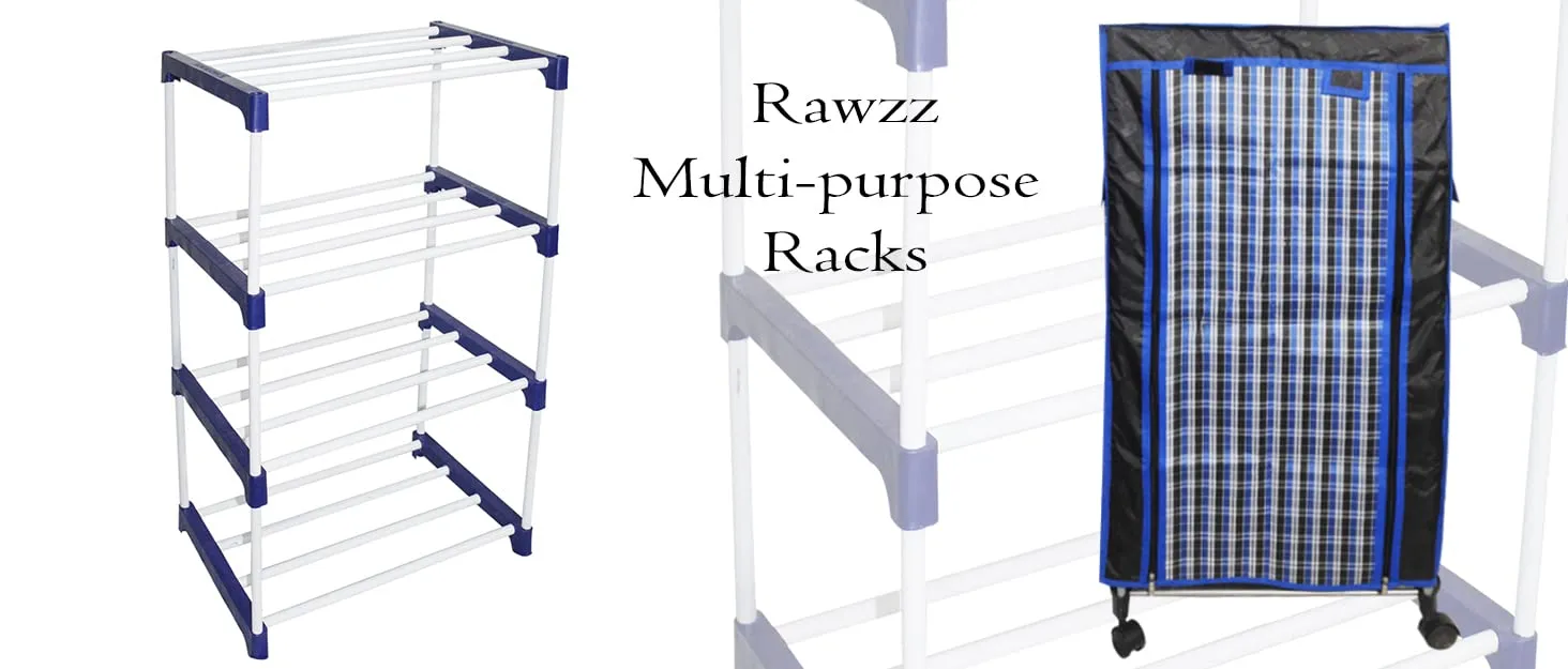 Rawzz 5 Layer Shoe Rack For Home Metal Plastic Rack with Wheels for Multipurpose Use Books, Clothes, Shoes etc.… (5 shelf, blue)