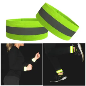 Reflective Band High Visibility Elastic Wristbands Outdoor Sports Running Cycling Night WarningWrist Band(Green)