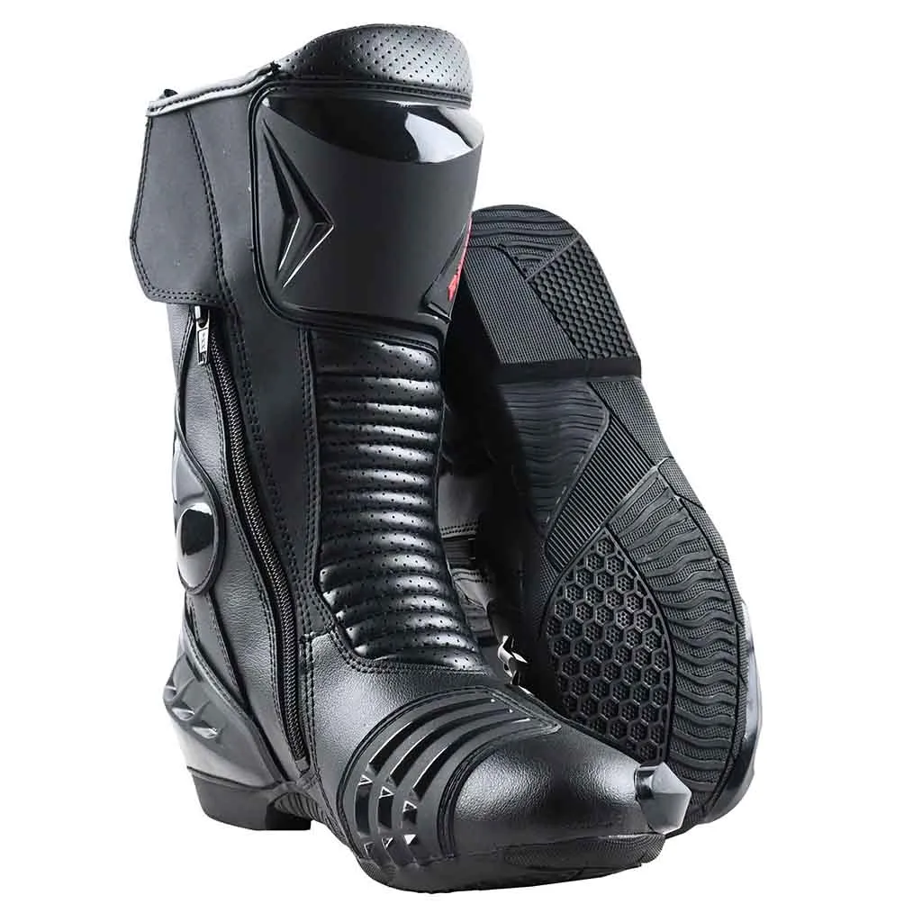 RIDERACT® Mens Road Motorcycle Boots Race Ready Black