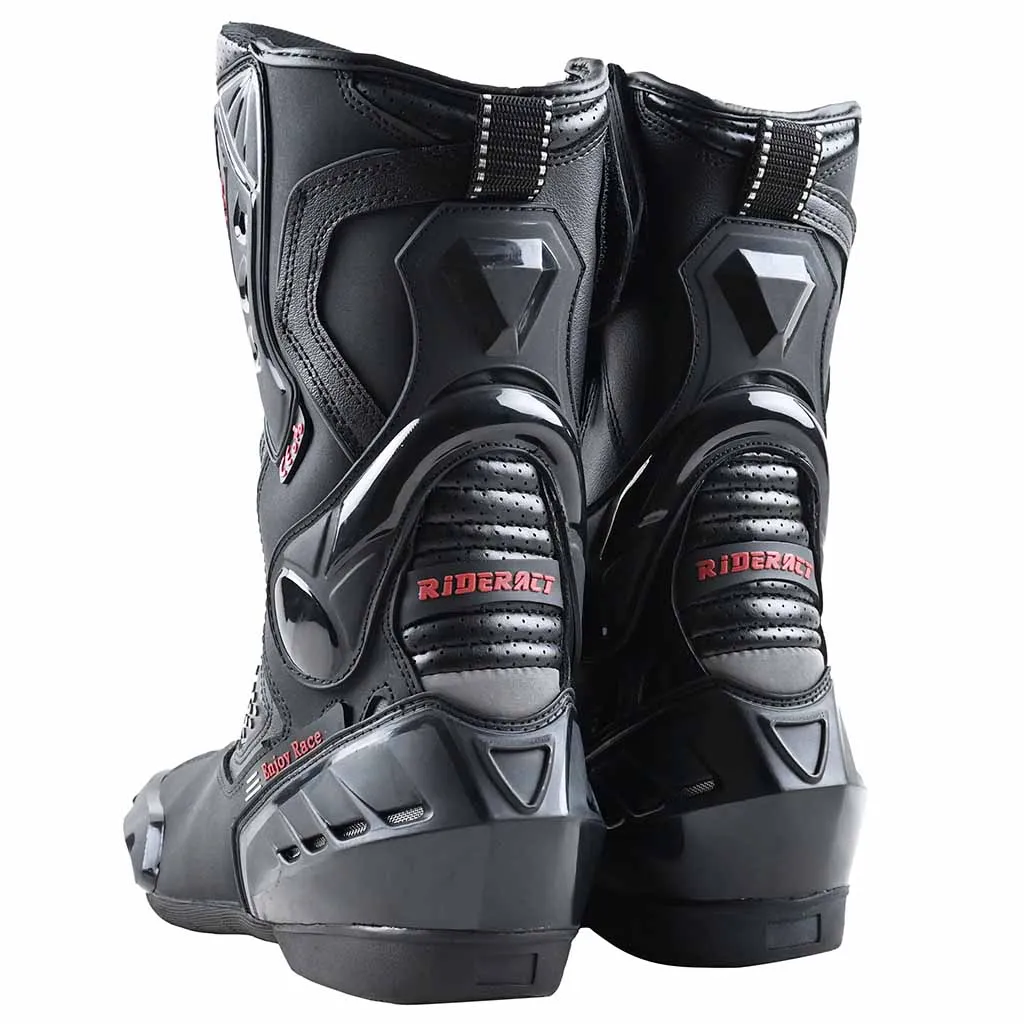 RIDERACT® Mens Road Motorcycle Boots Race Ready Black