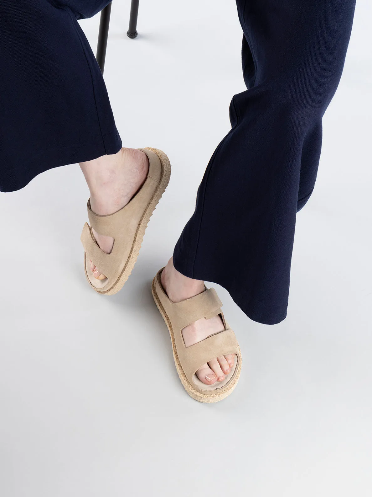 SANDS 105 - Blue Suede Slide Sandals