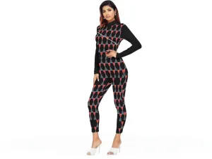 Scaled Women's Long-sleeved High-neck Jumpsuit With Zipper