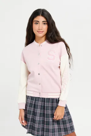 Senior Girls Pink Baseball Embellished Jackets