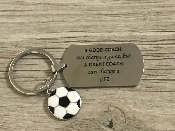 Soccer Coach Keychain - A Good Coach Can Change a Game But a Great Coach can Change a Life Keychain