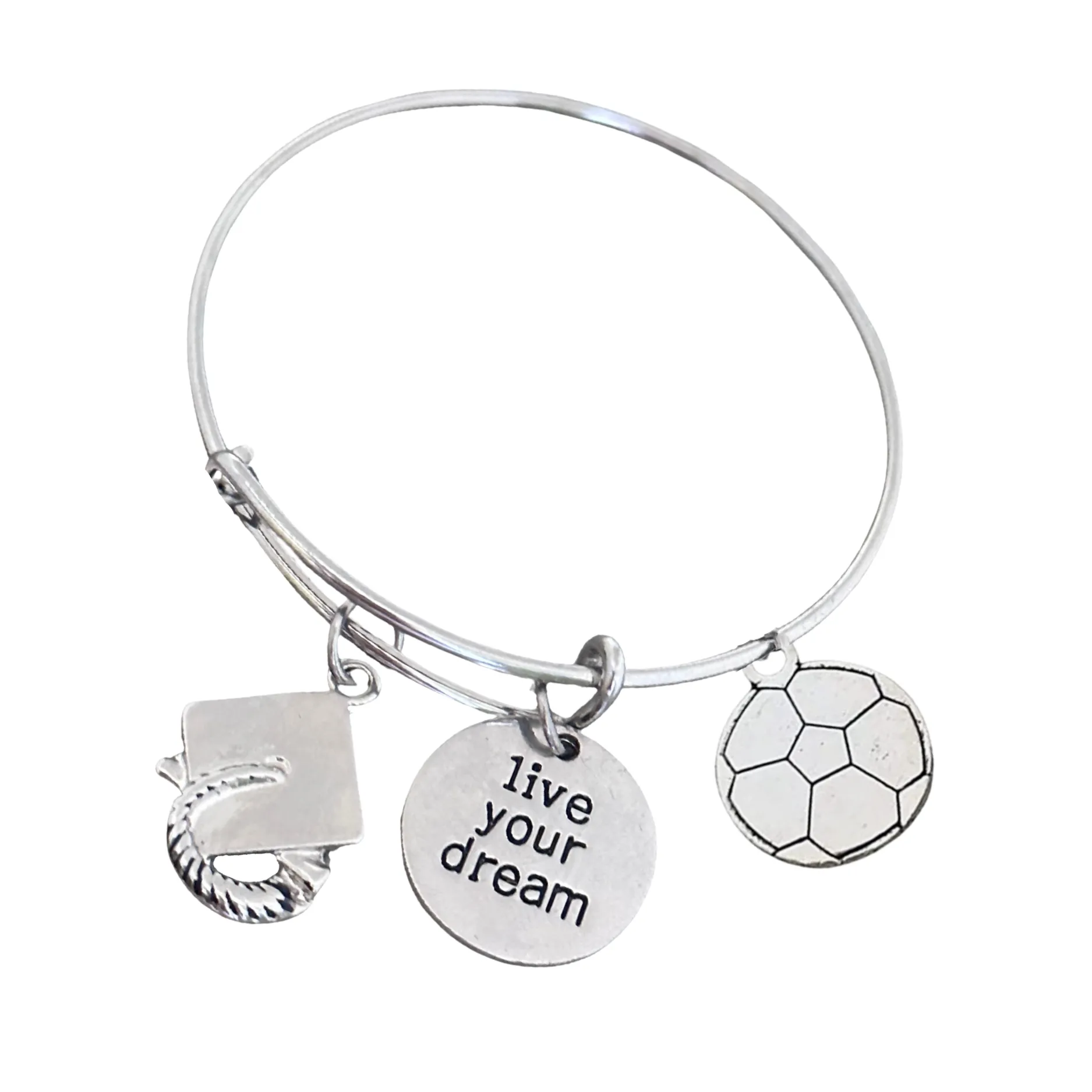 Soccer Graduation Bangle Bracelet