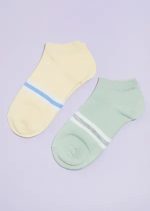 Solid Color Striped Low-Cut Socks