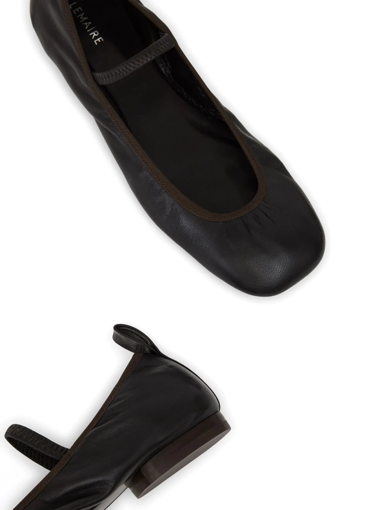 square-toe leather ballerina shoes